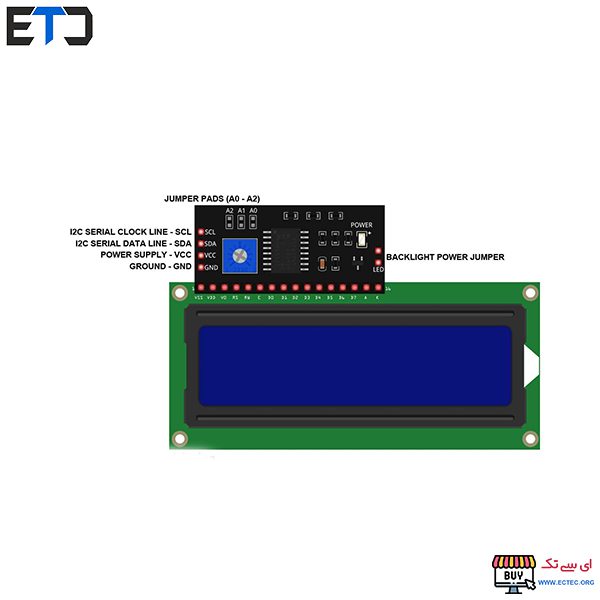 ماژول راه انداز و درایور LCD 2×16 با ارتباط I2C