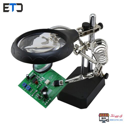 گیره مونتاژ و ذره بین TE-800 به همراه پایه هویه و چراغ Magnifier 5 LED