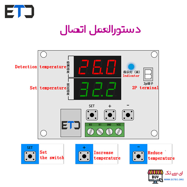 ماژول ترموستات دیجیتال XH-W1219 با نمایشگر