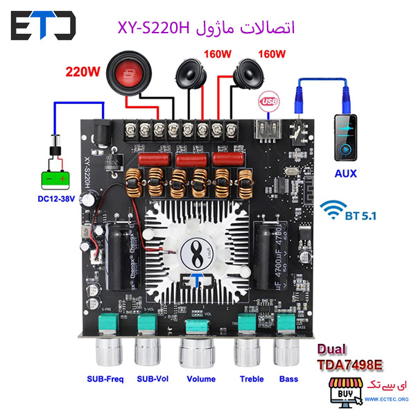 ماژول آمپلی فایر 3 کانال 2x220W + 350W مدل XY-S220H