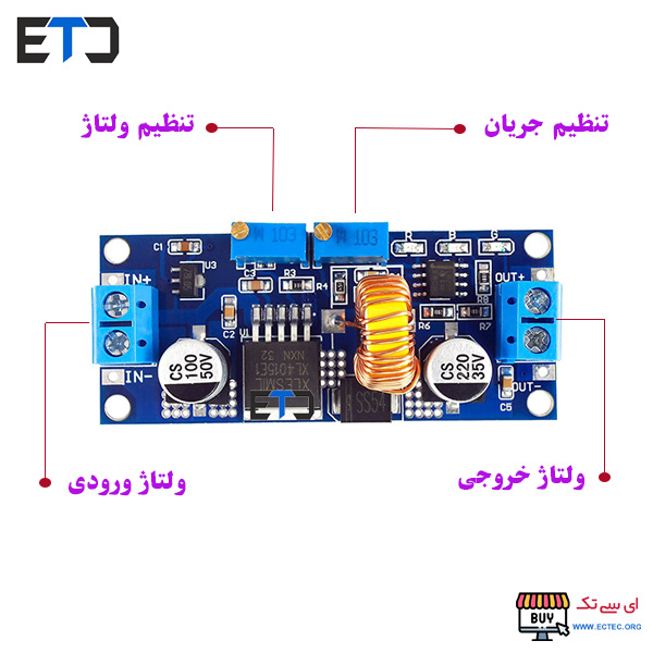 ماژول مبدل DC-DC کاهنده 5 آمپر XL4015 با کنترل جریان